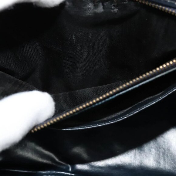 CELINE C Sulky Shoulder Bag Canvas Navy Gold Auth - Picture 14 of 16